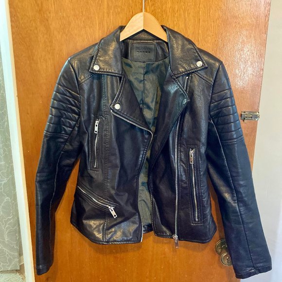 Blank NYC Vegan Leather Moto Jacket in Dark Chocolate Brown - Picture 1 of 4